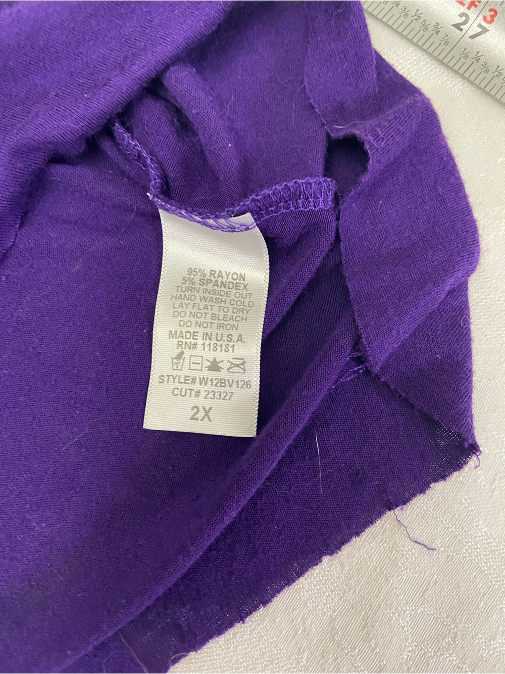 Purple Short Sleeve Scoop Neck Top with embellished Ornate Front Motif - Picture 6 of 6